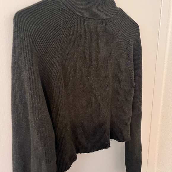 Banana Republic 1/4 Zip Knit Sweater Cropped Olive Green Women’s Medium - Picture 8 of 11